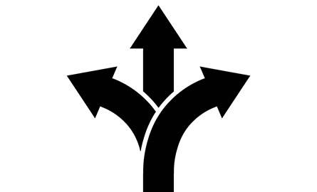 3 arrows pointing right, left and straight